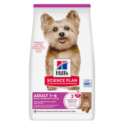 Hills Science Plan Adult 1-6 Small & Miniature lambaliha ja riisiga kuivtoit koertele