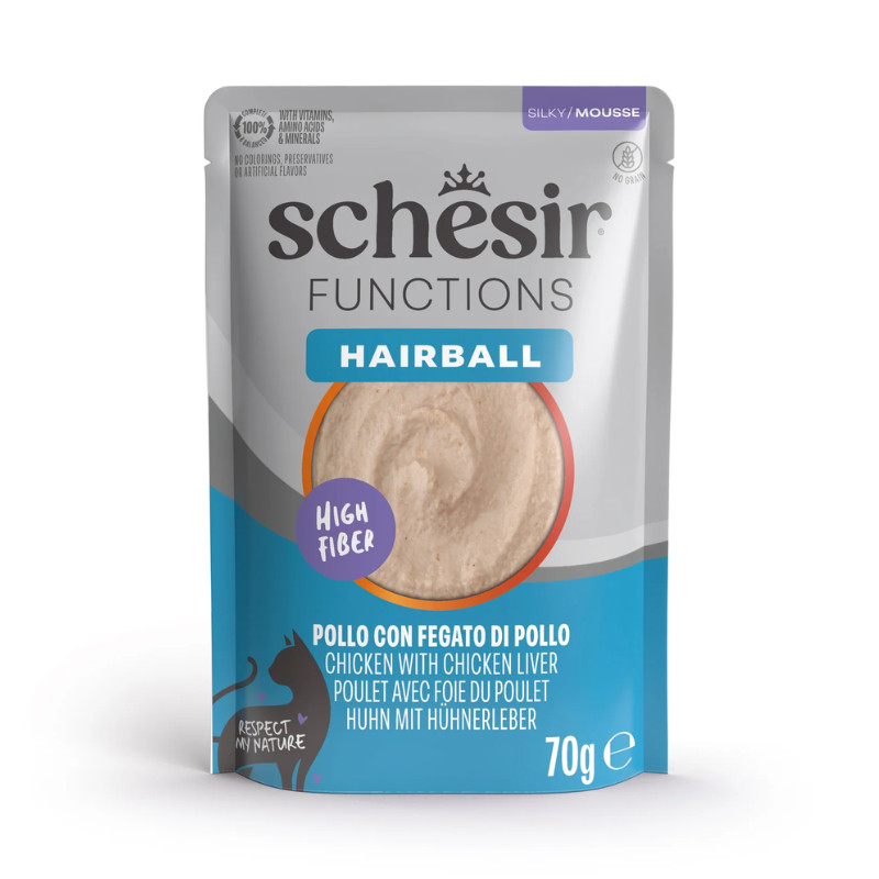 Schesir Hairball kanaliha ja kanamaksaga konservtoit kassidele