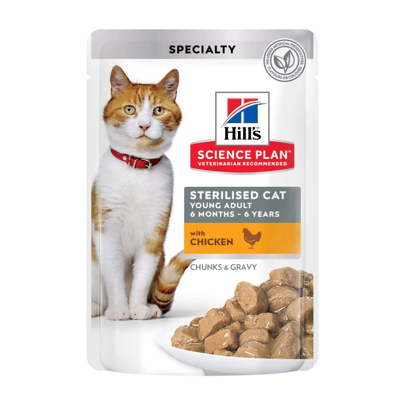 Hills Science Plan Feline Sterilised Young Adult Cat Multipack Pouch Poultry & Fish Selection guljašš kassidele